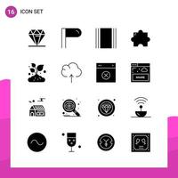 Glyph Icon set Pack of 16 Solid Icons isolated on White Background for responsive Website Design Print and Mobile Applications vector