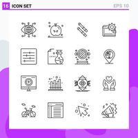 Set of 16 icons in Line style Creative Outline Symbols for Website Design and Mobile Apps Simple Line Icon Sign Isolated on White Background 16 Icons vector