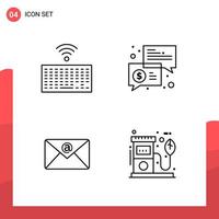 Pack of 4 Universal Outline Icons for Print Media on White Background vector