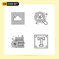 4 Creative Icons for Modern website design and responsive mobile apps 4 Outline Symbols Signs on White Background 4 Icon Pack vector