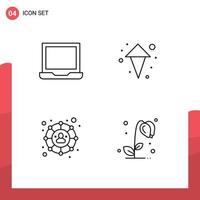 User Interface Pack of 4 Basic Filledline Flat Colors of computer social preference arrows sun flower Editable Vector Design Elements