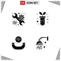 4 Icons Solid Style Grid Based Creative Glyph Symbols for Website Design Simple Solid Icon Signs Isolated on White Background 4 Icon Set vector