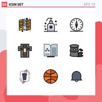 Group of 9 Filledline Flat Colors Signs and Symbols for electric death spa bed navigation Editable Vector Design Elements