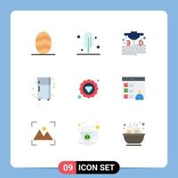 9 Thematic Vector Flat Colors and Editable Symbols of coding app printer marketing seo premium Editable Vector Design Elements