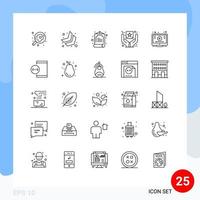 paquete de 25 líneas creativas de youtube en línea chino aprender elementos de diseño vectorial editables de productos premium vector