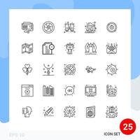 Universal Icon Symbols Group of 25 Modern Lines of woman medicine television female travel Editable Vector Design Elements