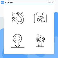 Modern 4 Line style icons Outline Symbols for general use Creative Line Icon Sign Isolated on White Background 4 Icons Pack vector