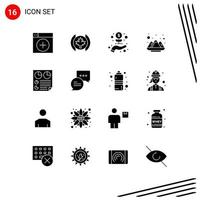 Universal Icon Symbols Group of 16 Modern Solid Glyphs of document powder business india color Editable Vector Design Elements