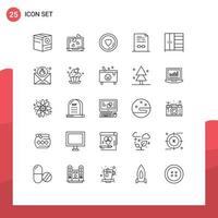 paquete de iconos de vectores de stock de 25 signos y símbolos de línea para elementos de diseño de vectores editables de San Valentín de negocios de boda de certificado de documento