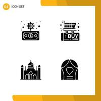 Solid Glyph Pack of 4 Universal Symbols of business bangladesh transfer commerce lalbagh Editable Vector Design Elements