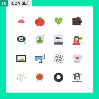 Modern Set of 16 Flat Colors Pictograph of mutation user heart interface business Editable Pack of Creative Vector Design Elements