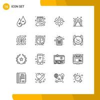 Modern Set of 16 Outlines and symbols such as energy cream media player ice way Editable Vector Design Elements