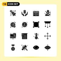 Set of 16 Modern UI Icons Symbols Signs for miss management server hand business Editable Vector Design Elements