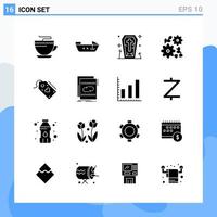 Modern 16 solid style icons Glyph Symbols for general use Creative Solid Icon Sign Isolated on White Background 16 Icons Pack vector