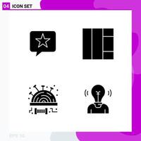 Solid Icon set Pack of 4 Glyph Icons isolated on White Background for Web Print and Mobile vector