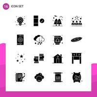 Glyph Icon set Pack of 16 Solid Icons isolated on White Background for responsive Website Design Print and Mobile Applications vector