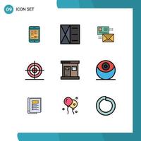 Group of 9 Filledline Flat Colors Signs and Symbols for education mail man list e Editable Vector Design Elements