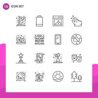 16 Universal Outline Signs Symbols of home zoom content squeeze gesture Editable Vector Design Elements