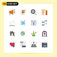 User Interface Pack of 16 Basic Flat Colors of arrow moon coding half moon programing Editable Pack of Creative Vector Design Elements