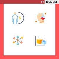 Modern Set of 4 Flat Icons Pictograph of business science management human internet Editable Vector Design Elements