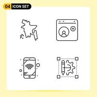 4 Creative Icons for Modern website design and responsive mobile apps 4 Outline Symbols Signs on White Background 4 Icon Pack vector