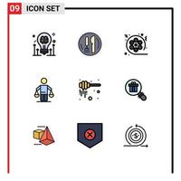 Pictogram Set of 9 Simple Filledline Flat Colors of judgment conclusion plate patent video Editable Vector Design Elements