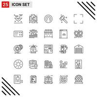 conjunto perfecto de píxeles de 25 iconos de línea conjunto de iconos de esquema para el diseño de sitios web y la interfaz de aplicaciones móviles vector