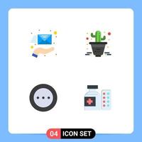 Editable Vector Line Pack of 4 Simple Flat Icons of email loading support plant radio Editable Vector Design Elements