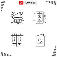 4 Icons Line Style Grid Based Creative Outline Symbols for Website Design Simple Line Icon Signs Isolated on White Background 4 Icon Set vector