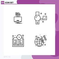 Concepto de 4 líneas para sitios web móviles y aplicaciones hacker programador de tiempo de libro handycam tiempo de aprendizaje elementos de diseño vectorial editables vector