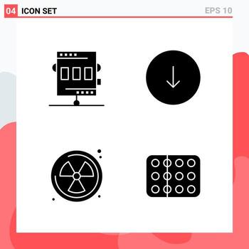 Collection of 4 Vector Icons in solid style Modern Glyph Symbols for Web and Mobile Solid Icon Sign Isolated on White Background 4 Icons