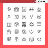 25 Icon Pack Line Style Outline Symbols on White Background Simple Signs for general designing vector