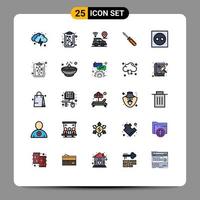 paquete de iconos vectoriales de stock de 25 signos y símbolos de línea para reparación de apartamentos herramienta de coche tornillo elementos de diseño vectorial editables vector