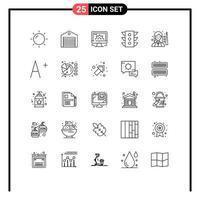 Universal Icon Symbols Group of 25 Modern Lines of navigation traffic shipping light social market Editable Vector Design Elements