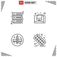 4 Icons Line Style Grid Based Creative Outline Symbols for Website Design Simple Line Icon Signs Isolated on White Background 4 Icon Set vector