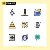 Universal Icon Symbols Group of 9 Modern Filledline Flat Colors of baby chicken folder egg pyramid Editable Vector Design Elements