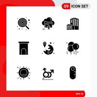 Modern Set of 9 Solid Glyphs and symbols such as residence house cloud estate construction Editable Vector Design Elements