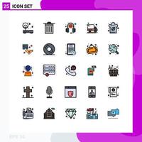 25 iconos creativos signos y símbolos modernos de hat cook paquete de cliente entrega camión de entrega elementos de diseño vectorial editables vector