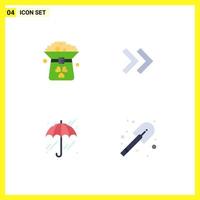 4 Flat Icon concept for Websites Mobile and Apps clover weather hat arrows construction Editable Vector Design Elements