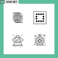 4 Universal Line Signs Symbols of globe of idea business browser Editable Vector Design Elements