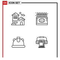 4 General Icons for website design print and mobile apps 4 Outline Symbols Signs Isolated on White Background 4 Icon Pack vector