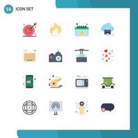 User Interface Pack of 16 Basic Flat Colors of printer data oil cloud event Editable Pack of Creative Vector Design Elements