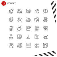 Mobile Interface Line Set of 25 Pictograms of time up wedding arrows time Editable Vector Design Elements