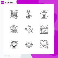 Line Icon set Pack of 9 Outline Icons isolated on White Background for Web Print and Mobile vector