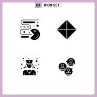 Pack of 4 creative Solid Glyphs of competition nurse play symbolism focus group Editable Vector Design Elements