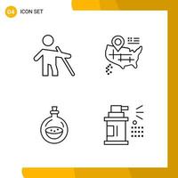 4 Icon Set Line Style Icon Pack Outline Symbols isolated on White Backgound for Responsive Website Designing vector