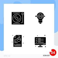 Modern Pack of 4 Icons Solid Glyph Symbols isolated on White Backgound for Website designing vector