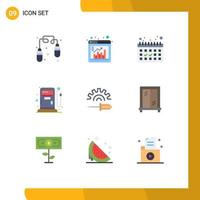 Editable Vector Line Pack of 9 Simple Flat Colors of interior screw dates driver station Editable Vector Design Elements