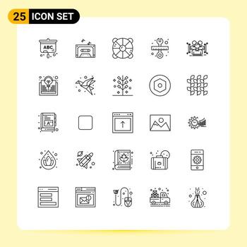 Universal Icon Symbols Group of 25 Modern Lines of data anthropometry rescue scale tool Editable Vector Design Elements