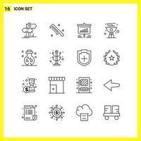 16 Icon Set Simple Line Symbols Outline Sign on White Background for Website Design Mobile Applications and Print Media vector